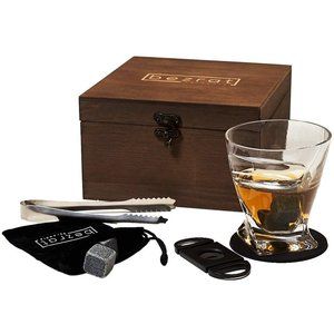 Old Fashioned Whiskey Glass  and Cigar Gift Box